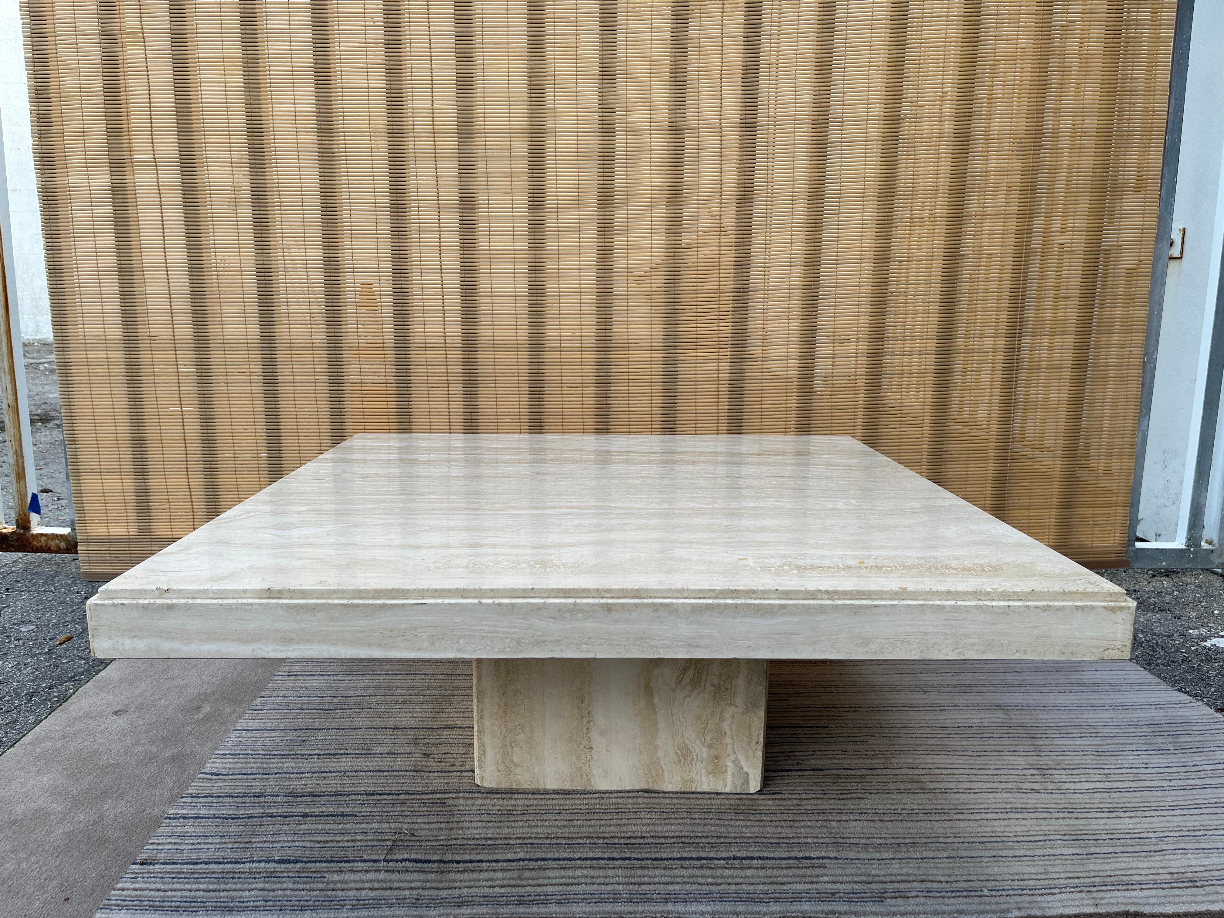 1980s Postmodern Italian Travertine Coffee Table by Stone Intentional, Italy In Good Condition In Miami, FL