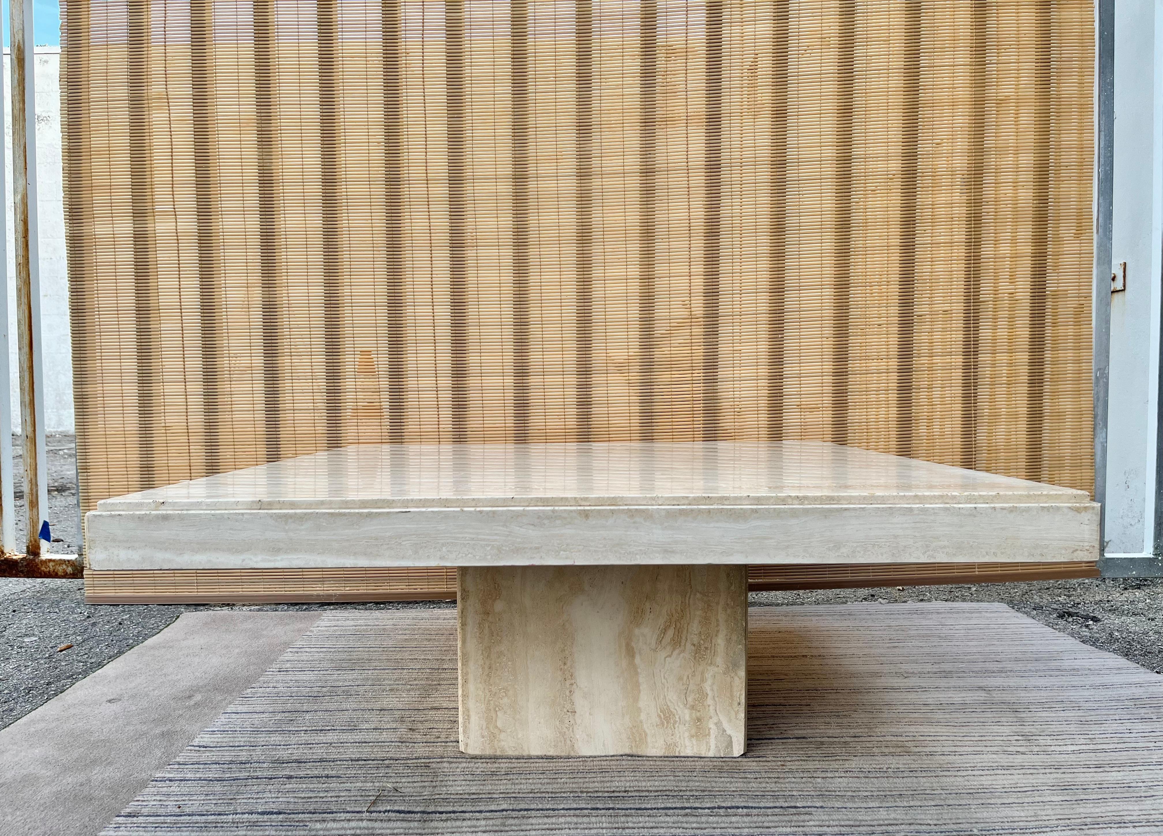 Late 20th Century 1980s Postmodern Italian Travertine Coffee Table by Stone Intentional, Italy