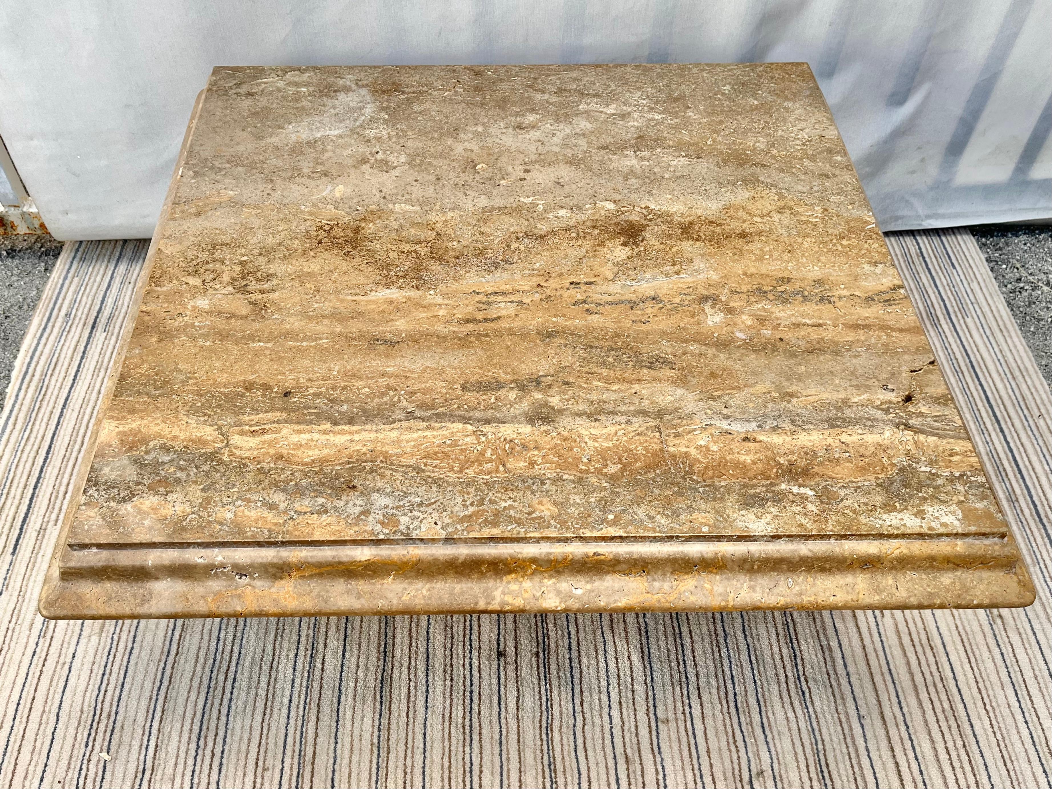 1980s Postmodern Italian Travertine Coffee Table by Stone Intentional, Italy For Sale 1