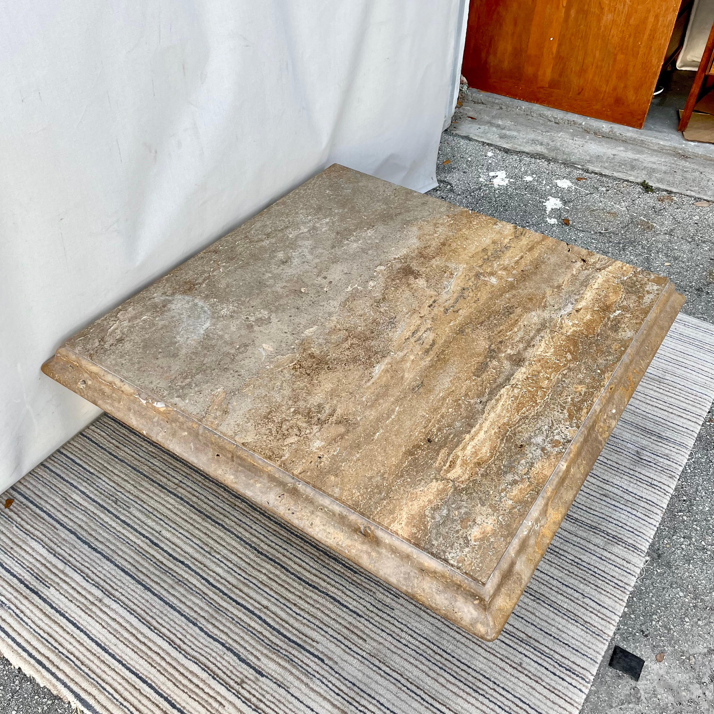 1980s Postmodern Italian Travertine Coffee Table by Stone Intentional, Italy For Sale 2