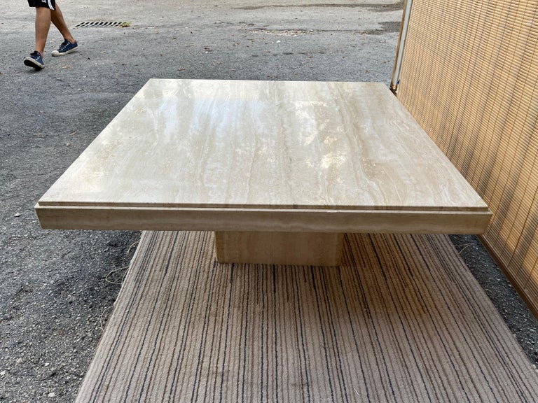 1980s Postmodern Italian Travertine Coffee Table by Stone Intentional, Italy For Sale 3