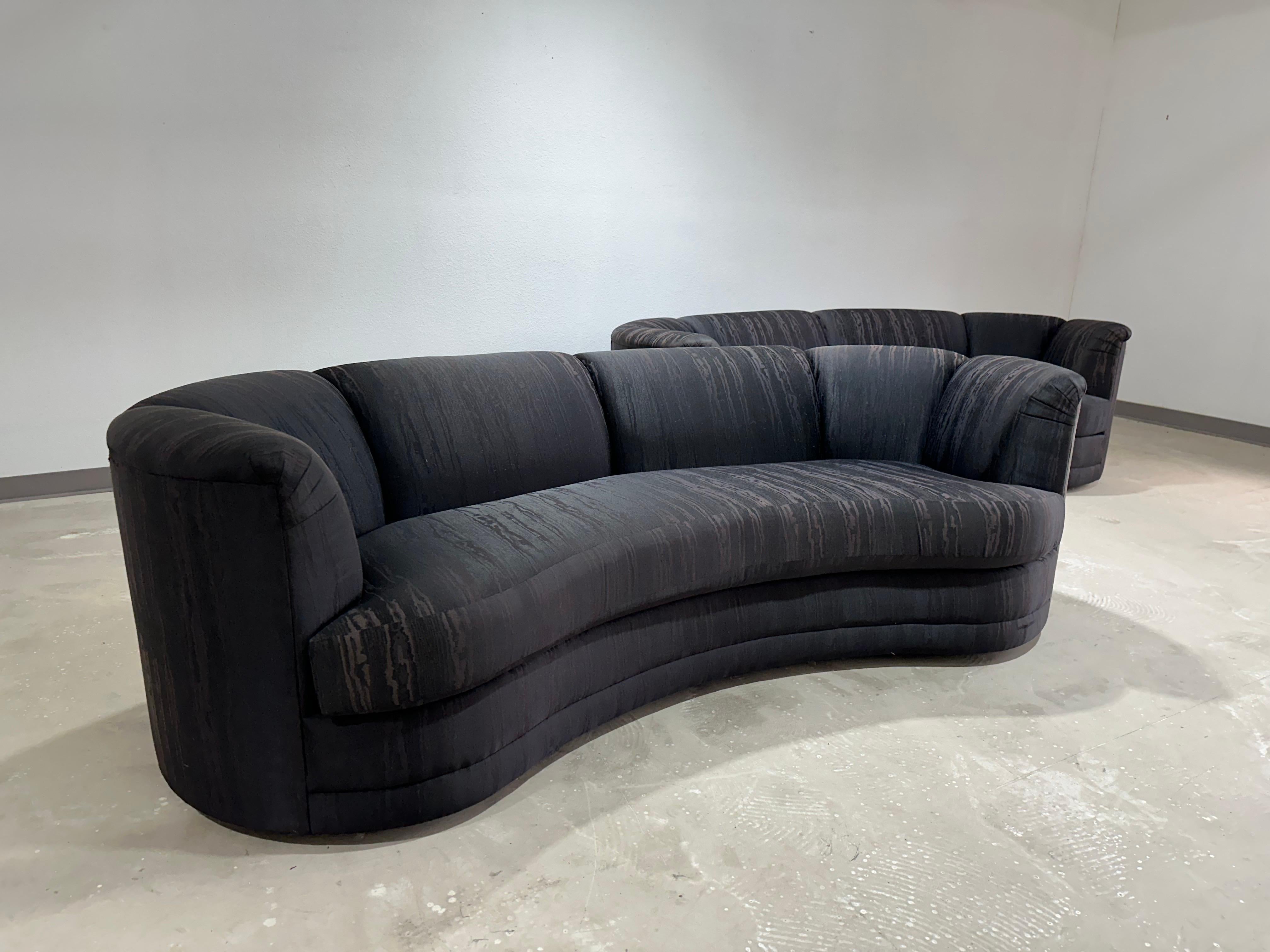 American 1980’s Postmodern Curved Kidney Bean Shaped Sofa