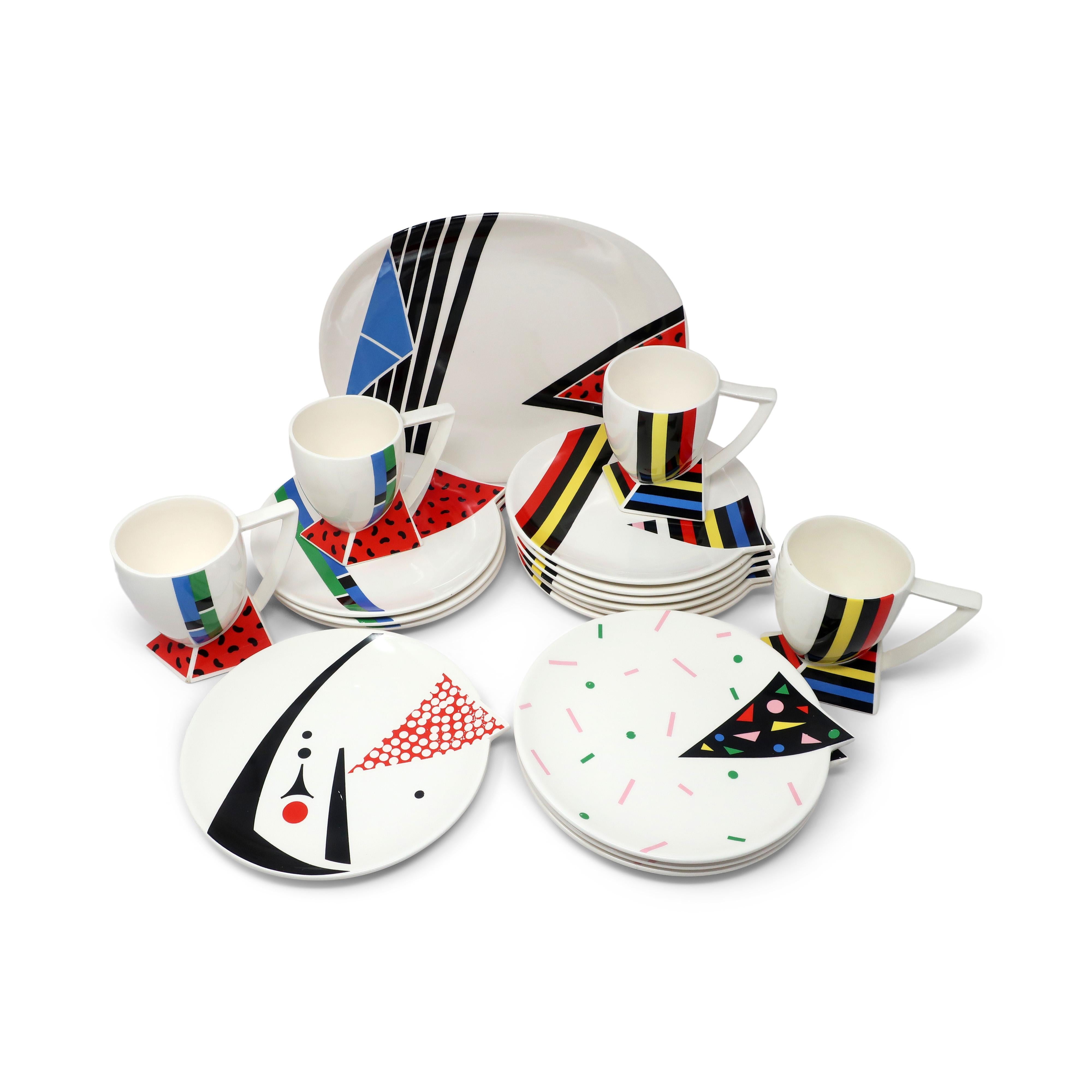 Post-Modern 1980s Postmodern Kato Kogei Fujimori Alpha 3 Mugs and Plates - Set of 17