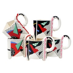 1980s Postmodern Kato Kogei Fujimori Carnival Mugs - Set of 6