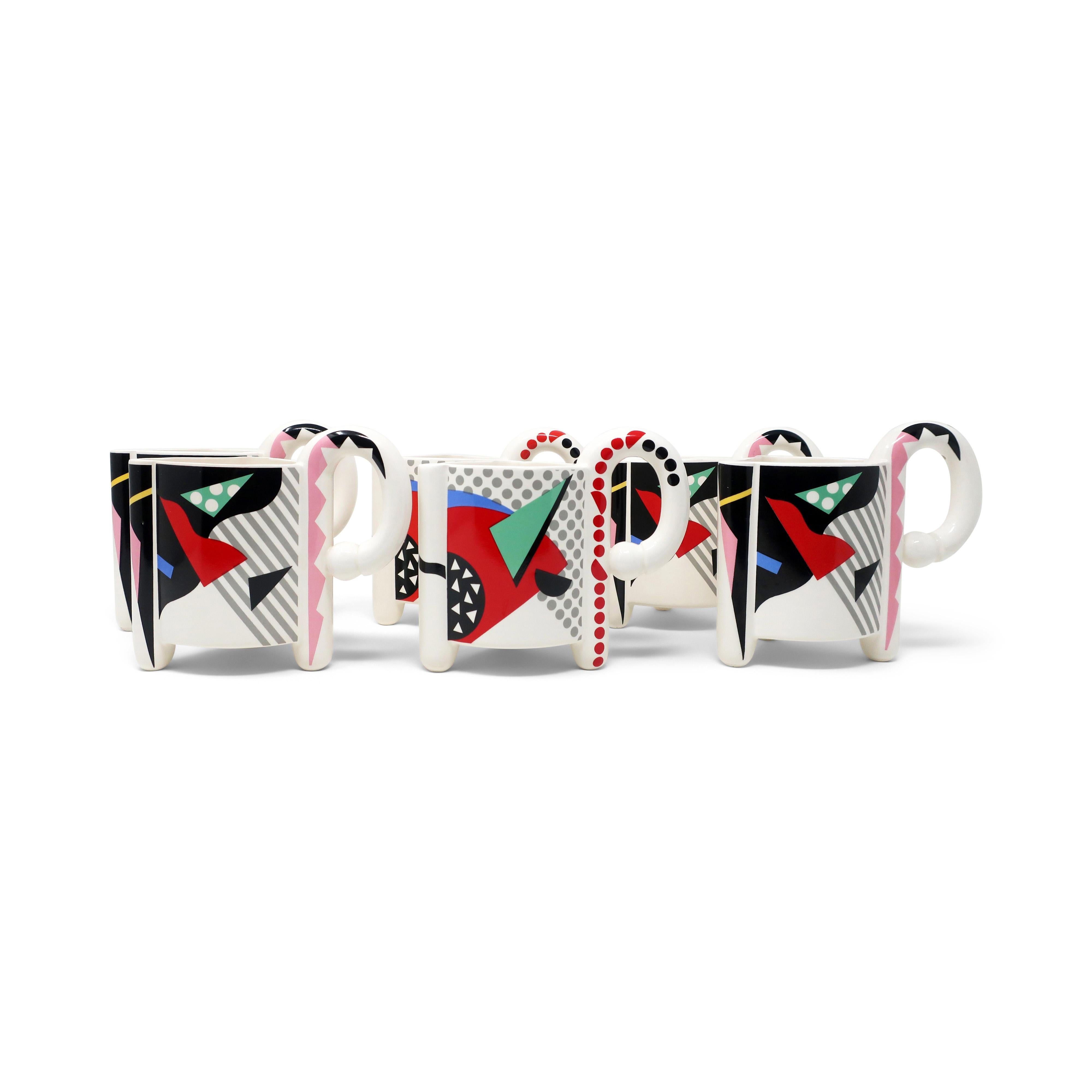 Postmoderne Tasses de carnaval postmodernes Kato Kogei Fujimori des années 1980 - Lot de 6 en vente