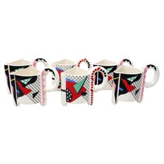 Vintage 1980s Postmodern Kato Kogei Fujimori Carnival Mugs - Set of 6