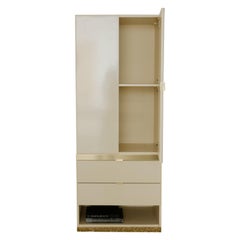 1980s Postmodern Lacquer and Brass Trim Cabinet