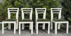 1980s Postmodern lacquered Dining Chairs Newly Reupholstered -Set of 4 Off-white