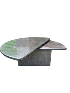 1980s Postmodern Lacquered Half Moon Rotating Coffee Table