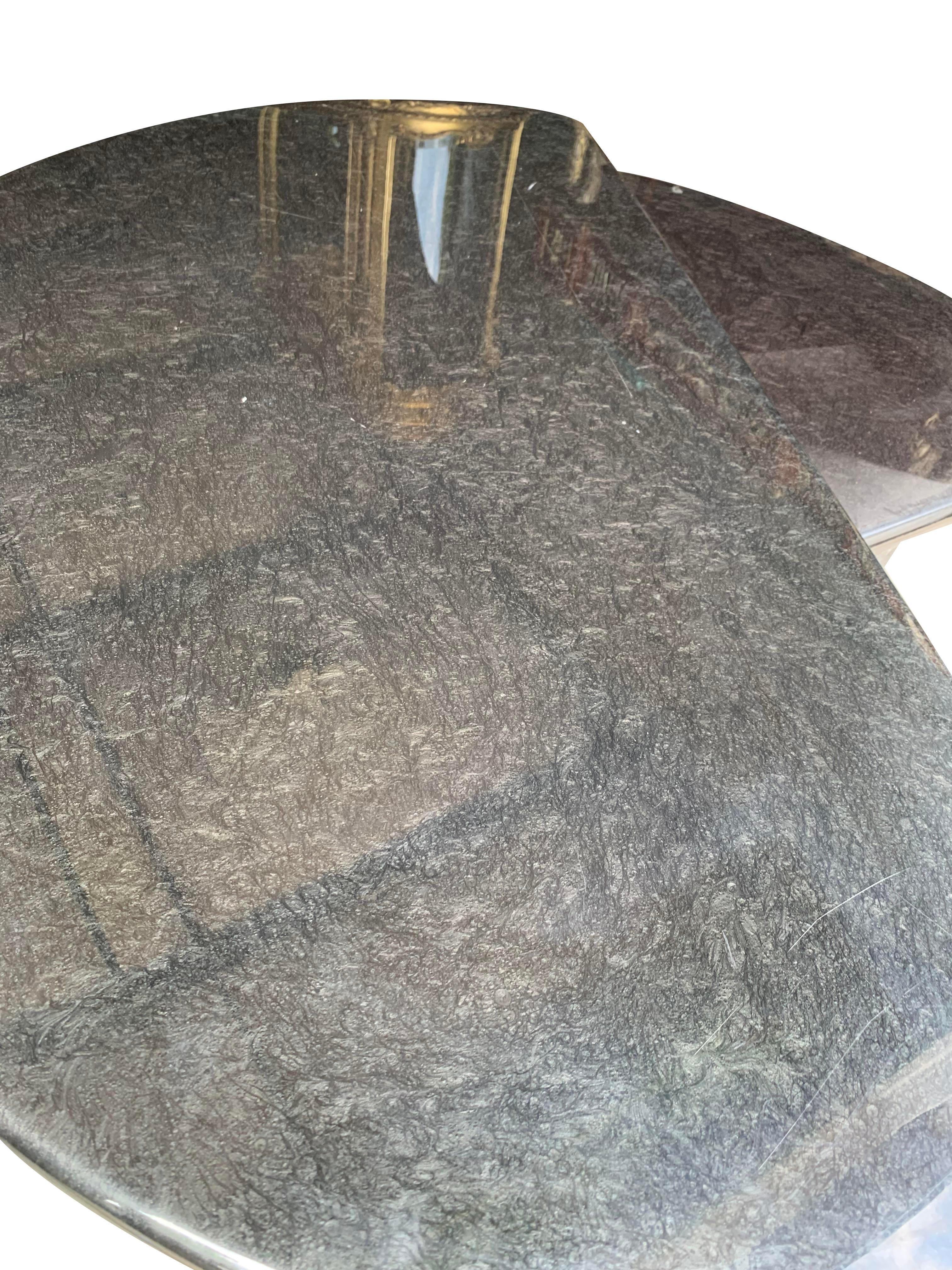 Late 20th Century 1980s Postmodern Lacquered Half Moon Rotating Coffee Table For Sale