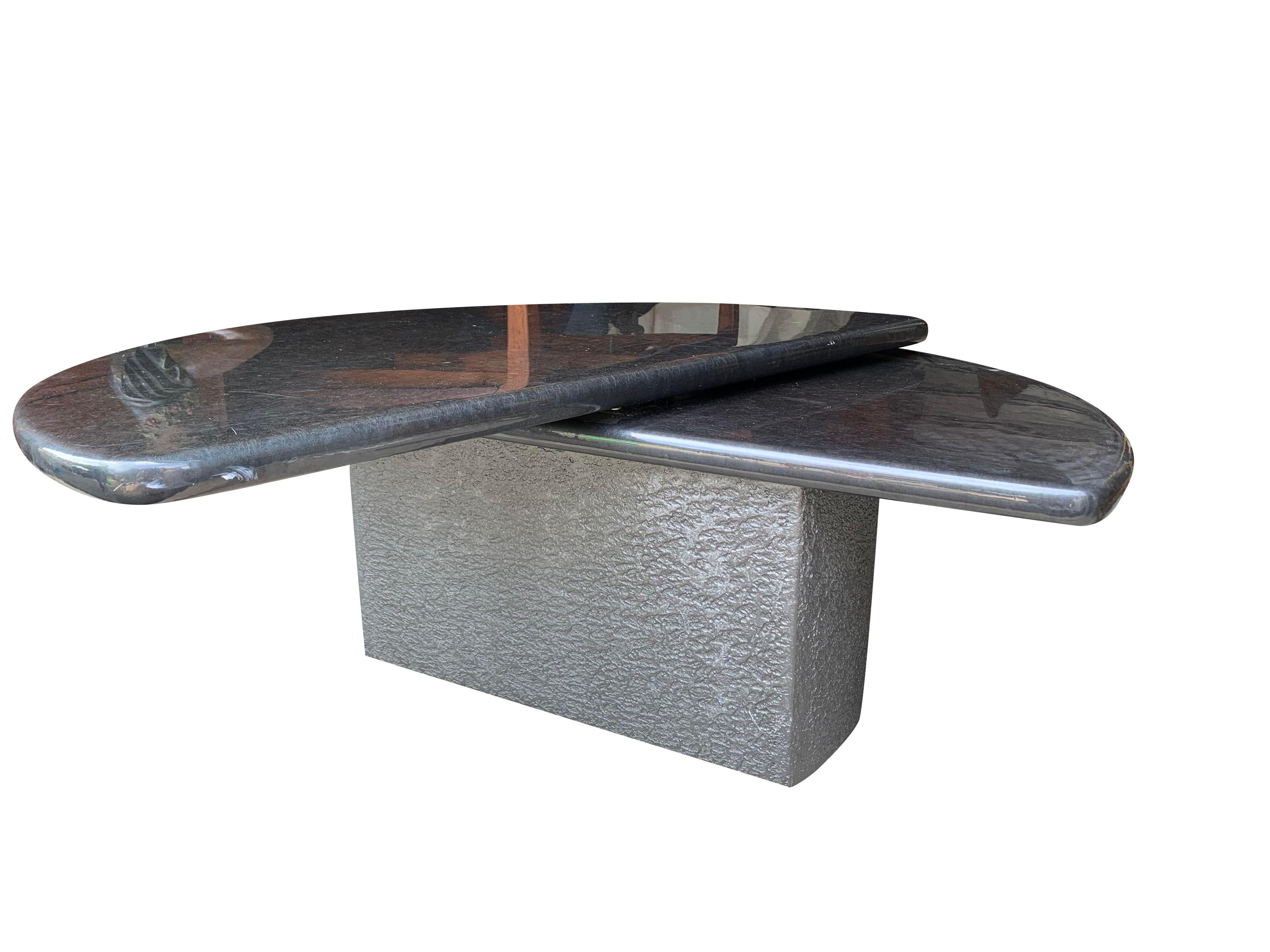 1980s Postmodern Lacquered Half Moon Rotating Coffee Table For Sale 1