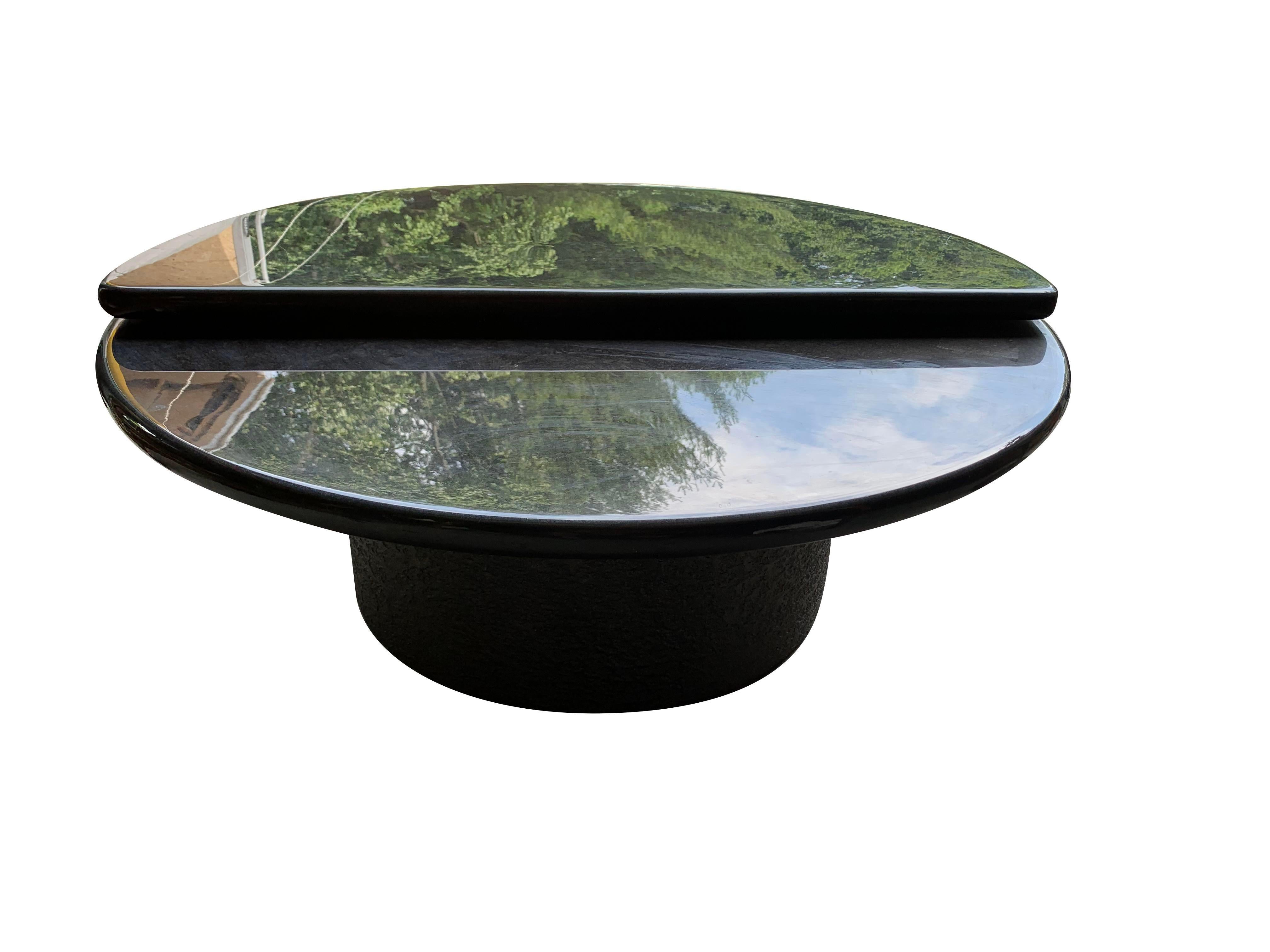 1980s Postmodern Lacquered Half Moon Rotating Coffee Table For Sale 3