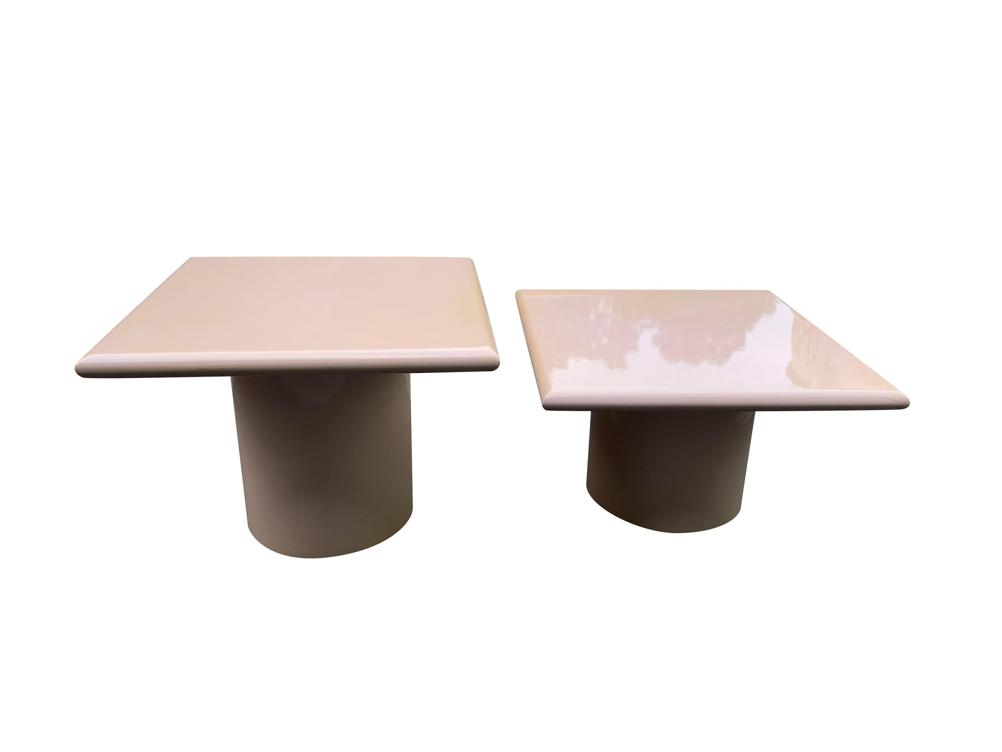 Late 20th Century 1980s Postmodern Lacquered Tessellated Side Tables - Set of 2 For Sale