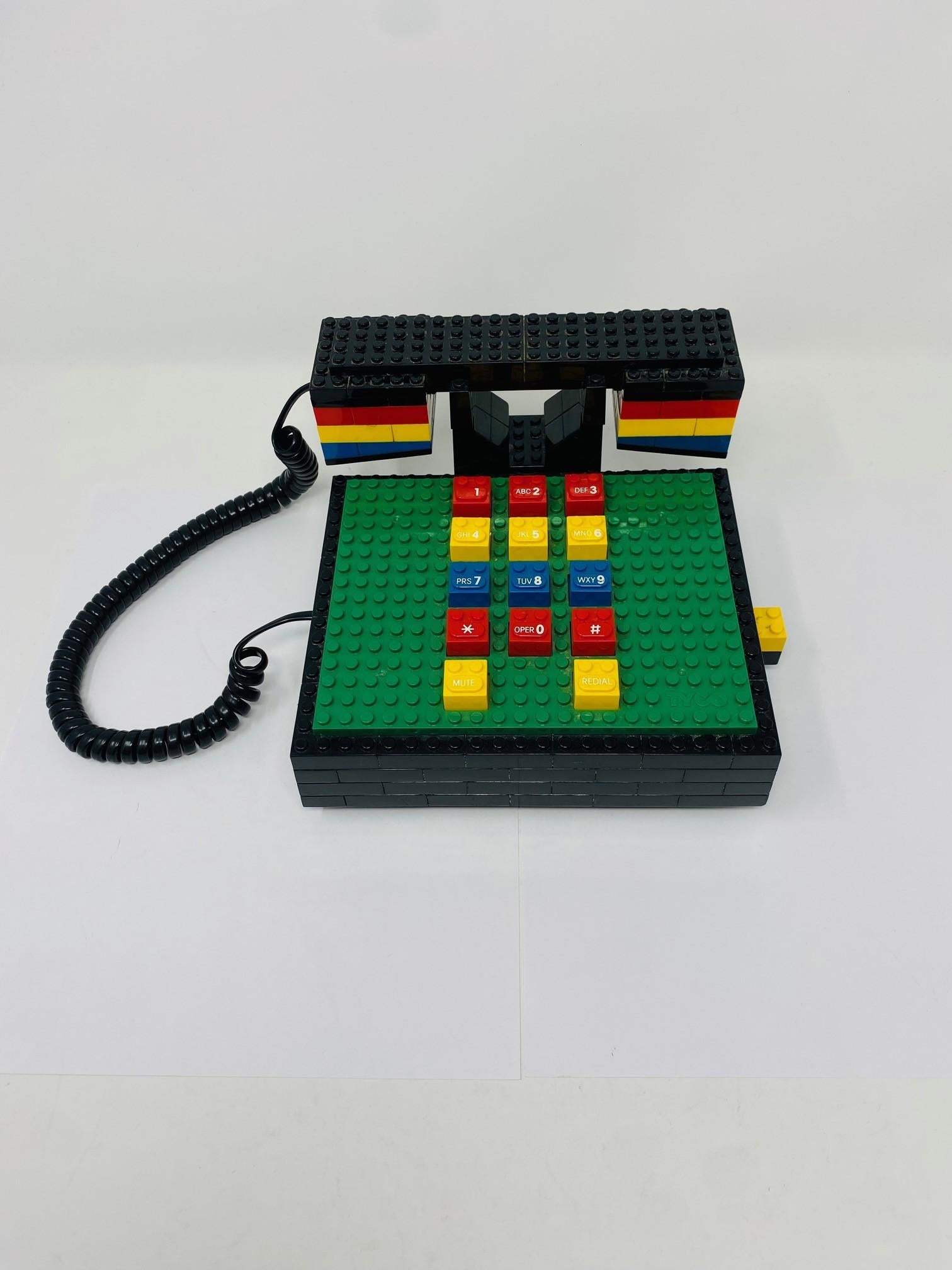 Late 20th Century 1980s Postmodern Lego Telephone by Tyco For Sale