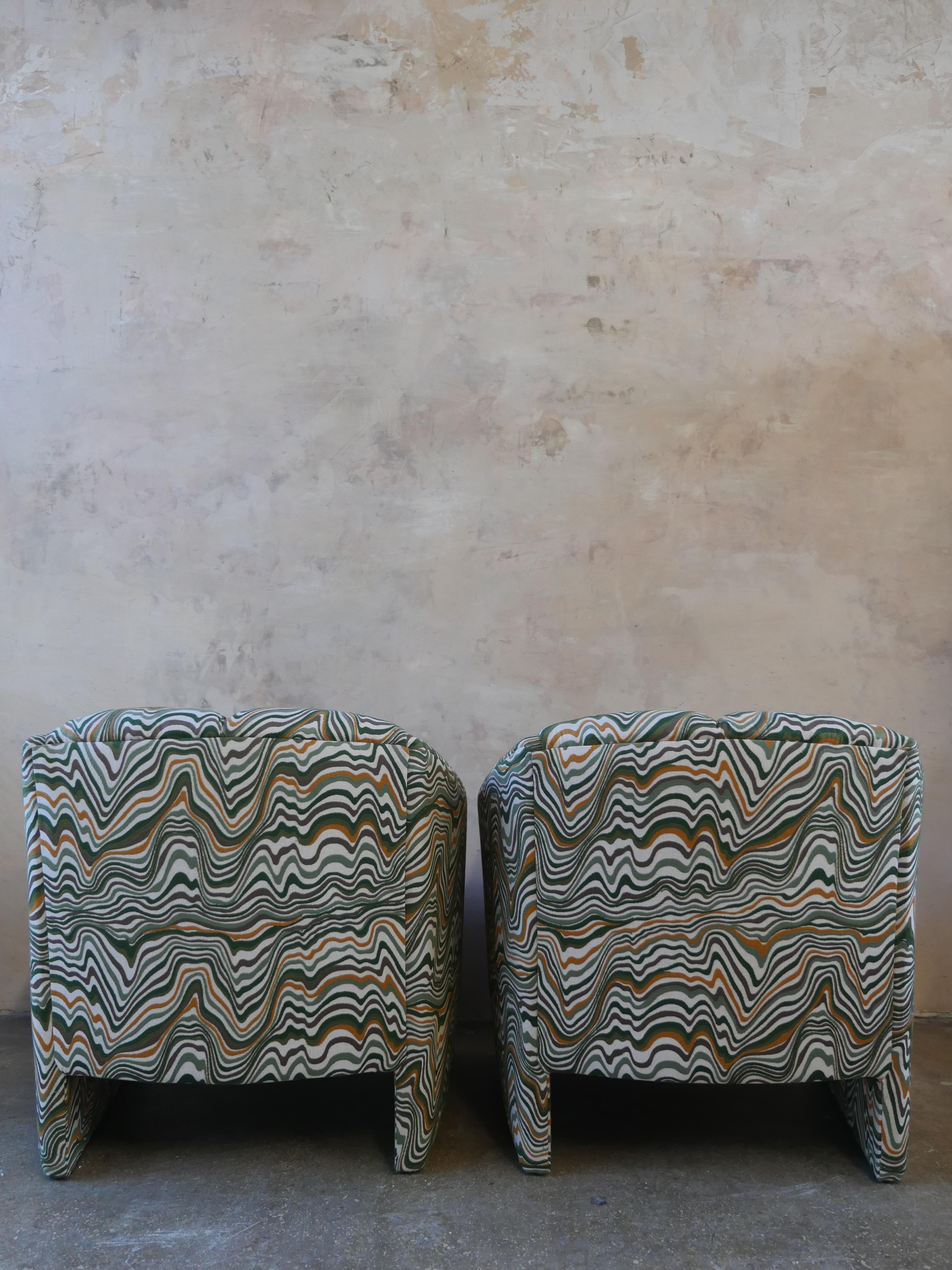Linen 1980s Postmodern Lounge Chairs - Set of 2