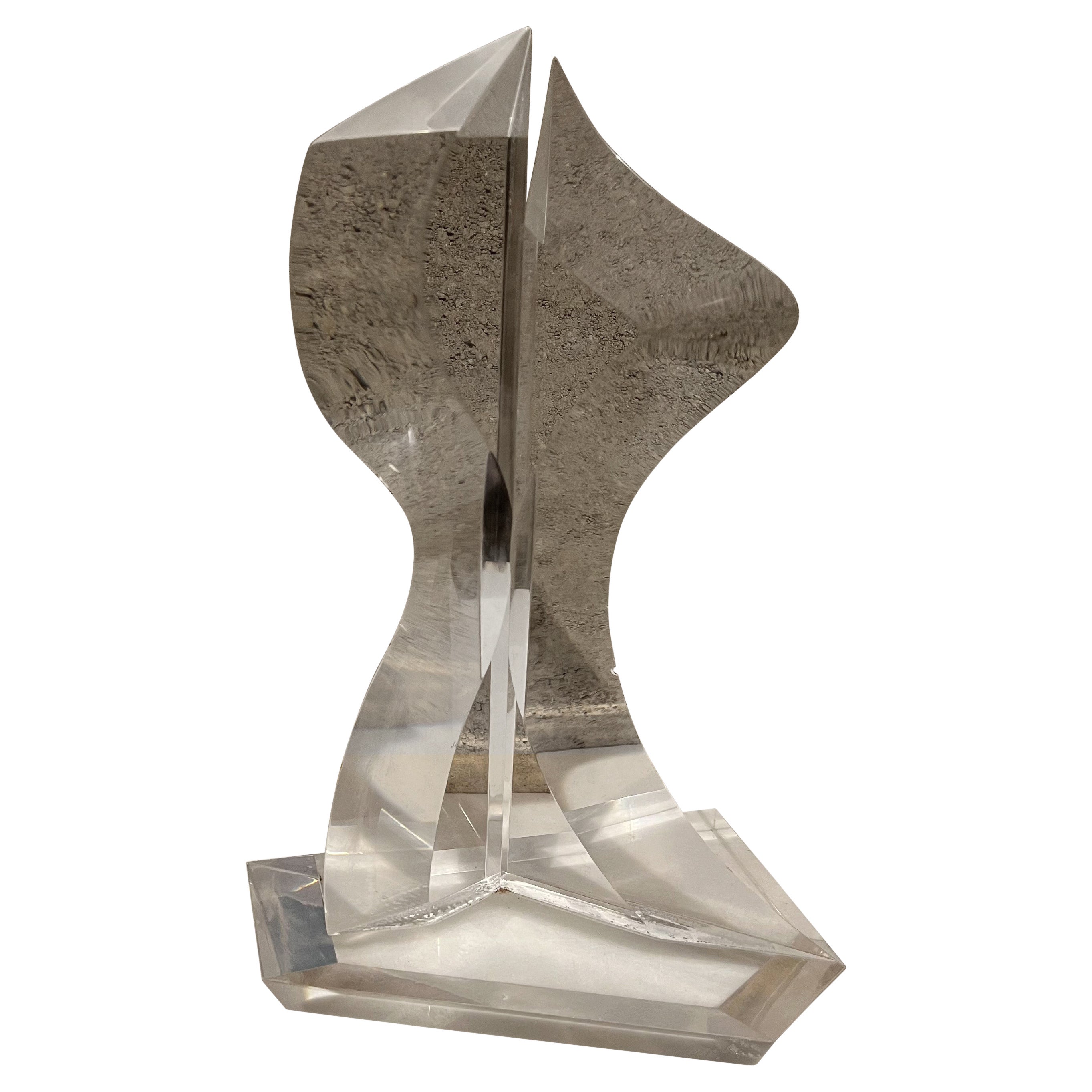 1980s Postmodern Lucite Table Art Modernist Abstract Sculpture