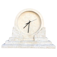 1980s Postmodern Mactan Stone Mantel Clock.