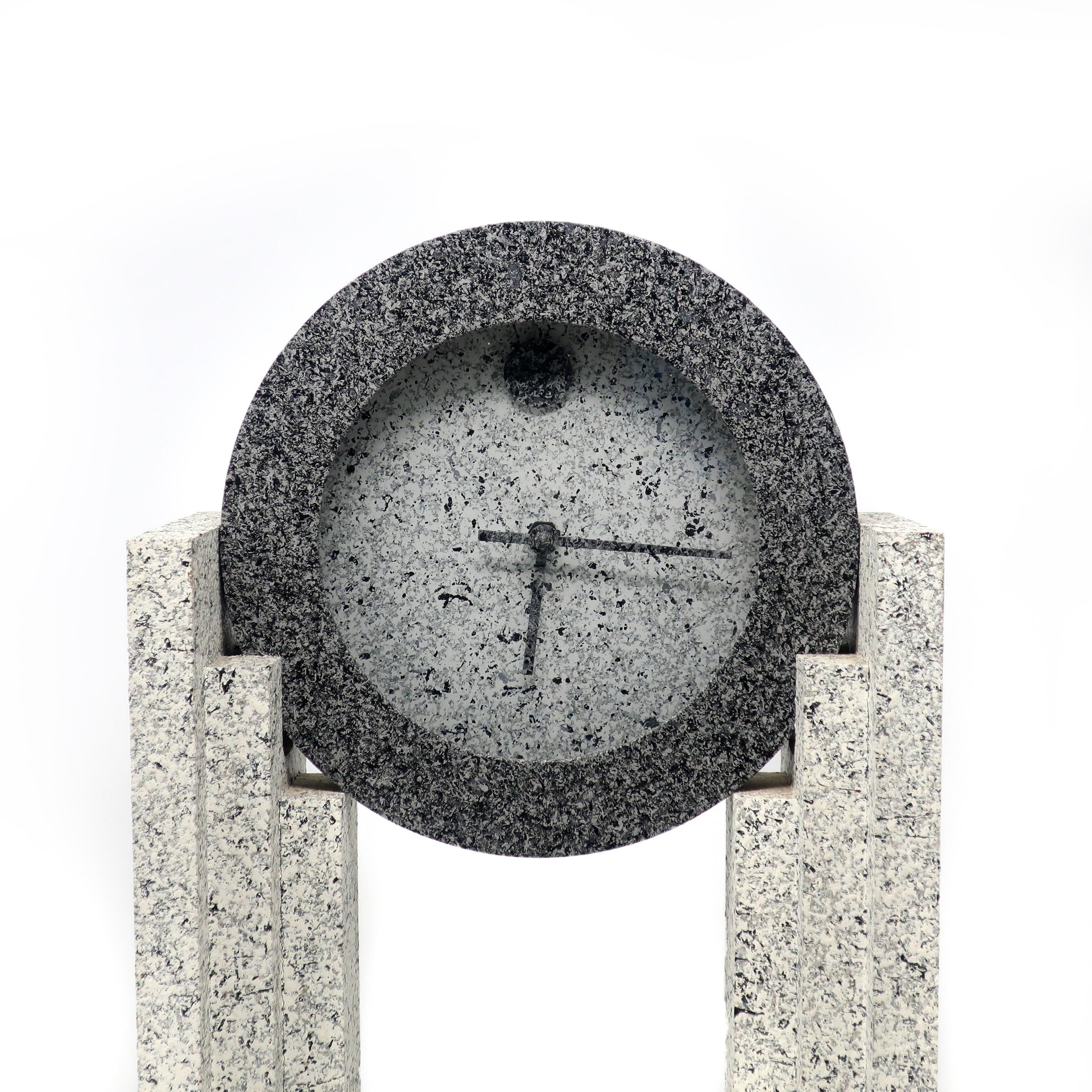 1980s Postmodern Mantle Clock by Empire Arts In Good Condition In Brooklyn, NY