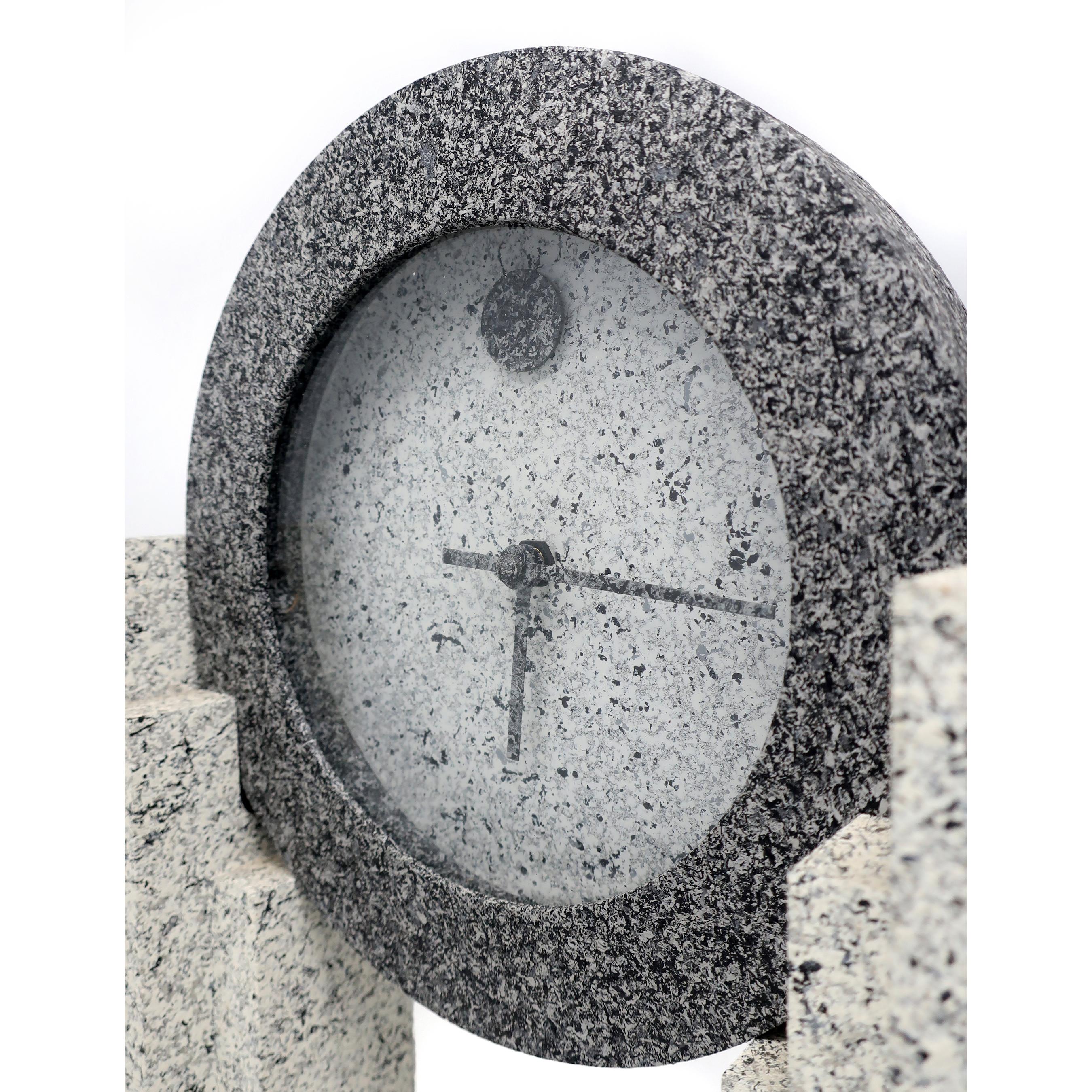 Glass 1980s Postmodern Mantle Clock by Empire Arts For Sale