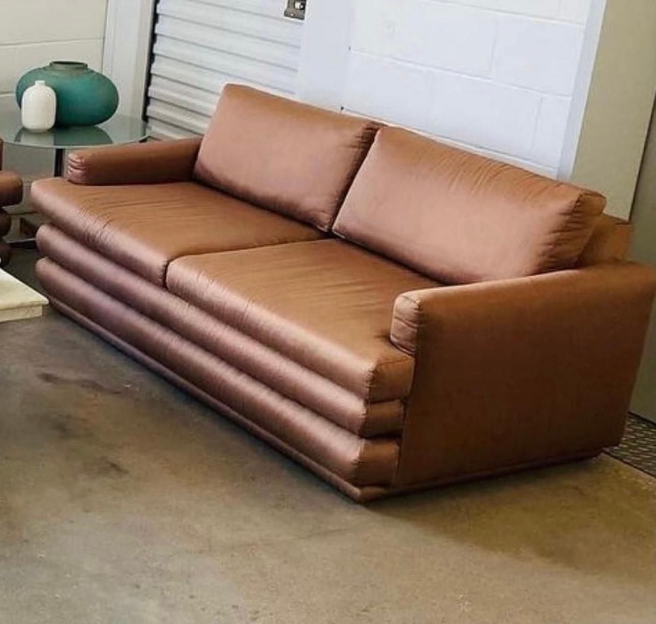 Beautiful reupholstered in the early 2000s beautiful mauve sofa! Amazing lines, very comfortable & clean! 