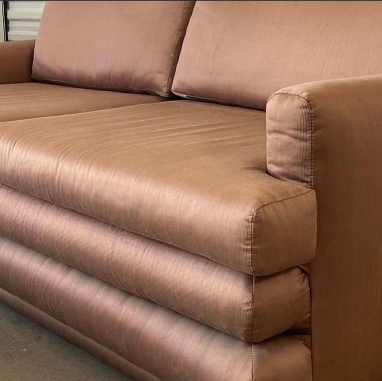 Post-Modern 1980s Postmodern Mauve Bullnose Design Mauve Loveseat Sofa