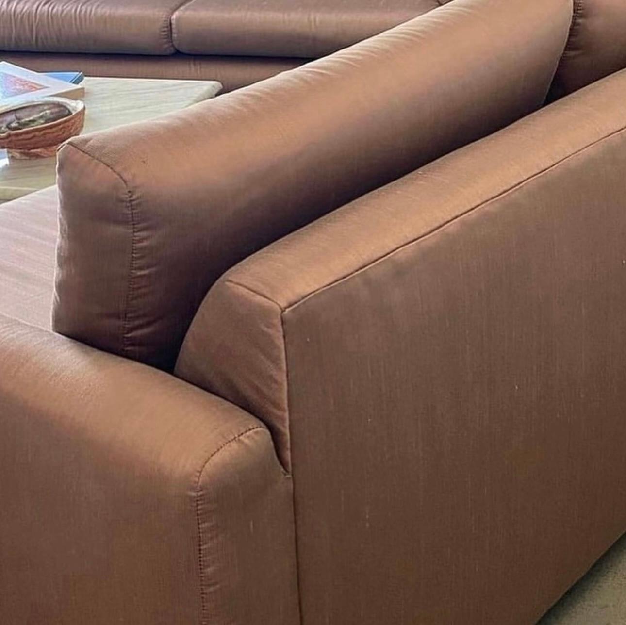Unknown 1980s Postmodern Mauve Bullnose Design Mauve Loveseat Sofa