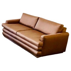 1980s Postmodern Mauve Bullnose Design Mauve Loveseat Sofa