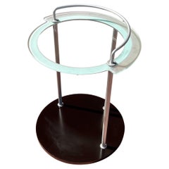 1980's Postmodern Memphis Era Frosted Glass & Laminate Rolling Bar Cart