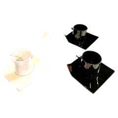 1980's Postmodern Memphis Era Set of 4 espresso Ceramic Origami Cups & Saucers
