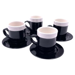 1980's Postmodern Memphis Era Set of 4 espresso Cups & Saucers by Baldelli Italy
