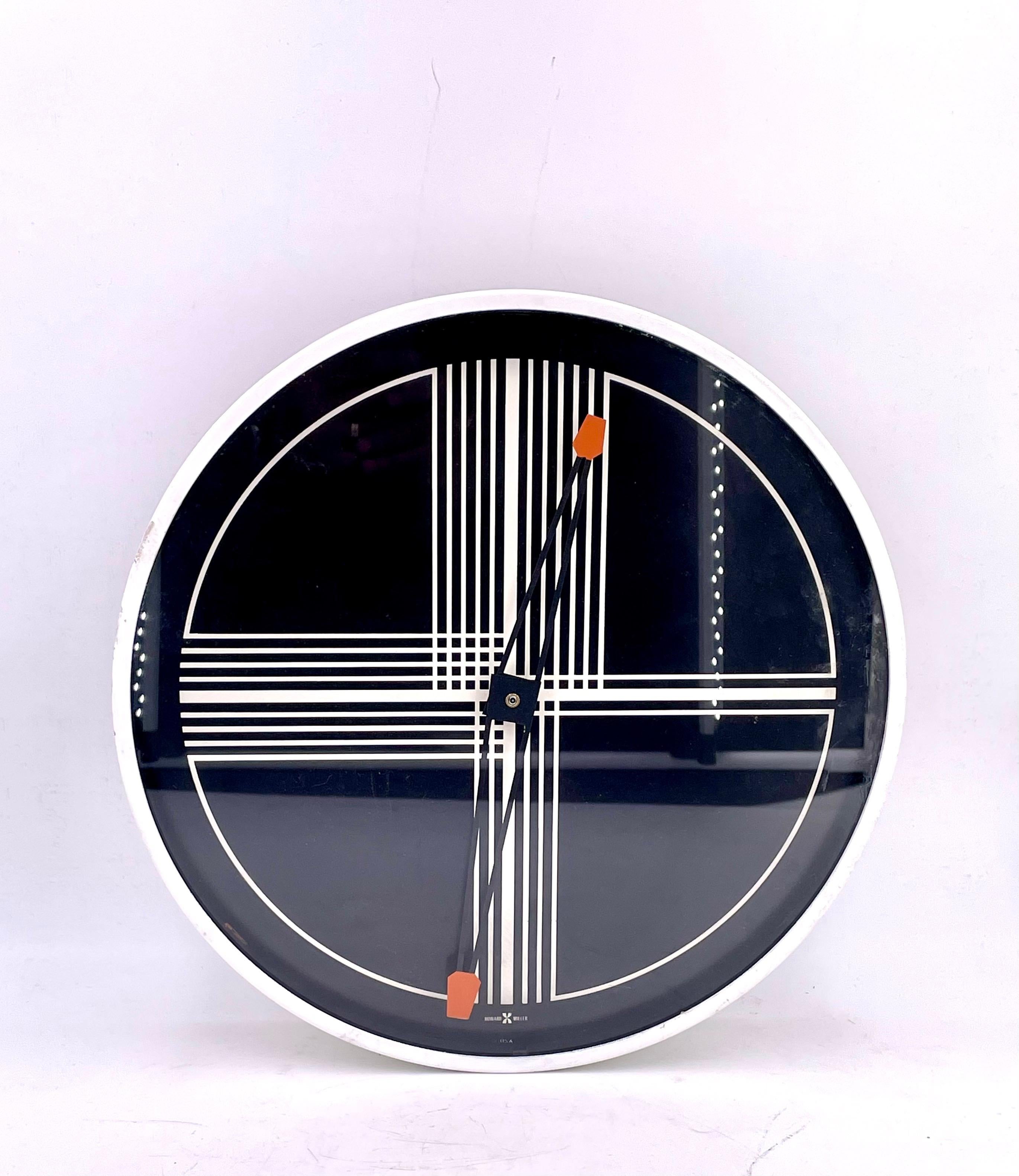 20th Century 1980s Postmodern Memphis Era Wall Clock by Howard Miller For Sale