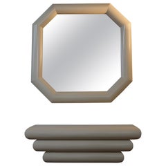 1980s Postmodern Mirror and Floating Console Table