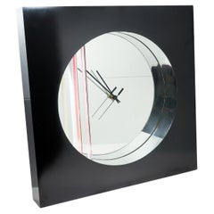 1980s Postmodern Mirror Wall Clock by Jon Gilmore for Accessory Art Studios