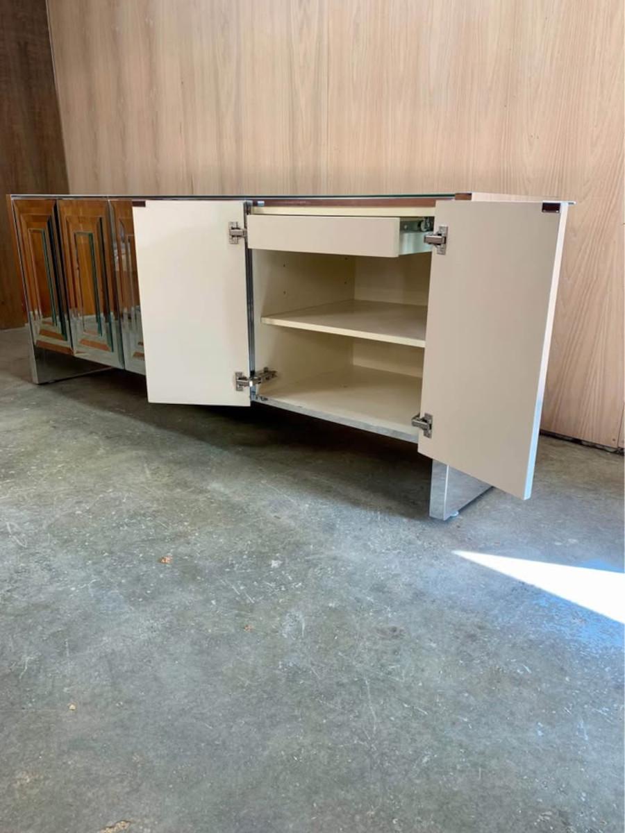 Mid-Century moderno Credenza a specchio postmoderna degli anni '80 di Ello - Linea 