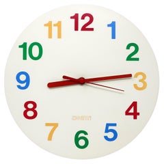 Horloge murale Canetti multicolore postmoderne des années 1980