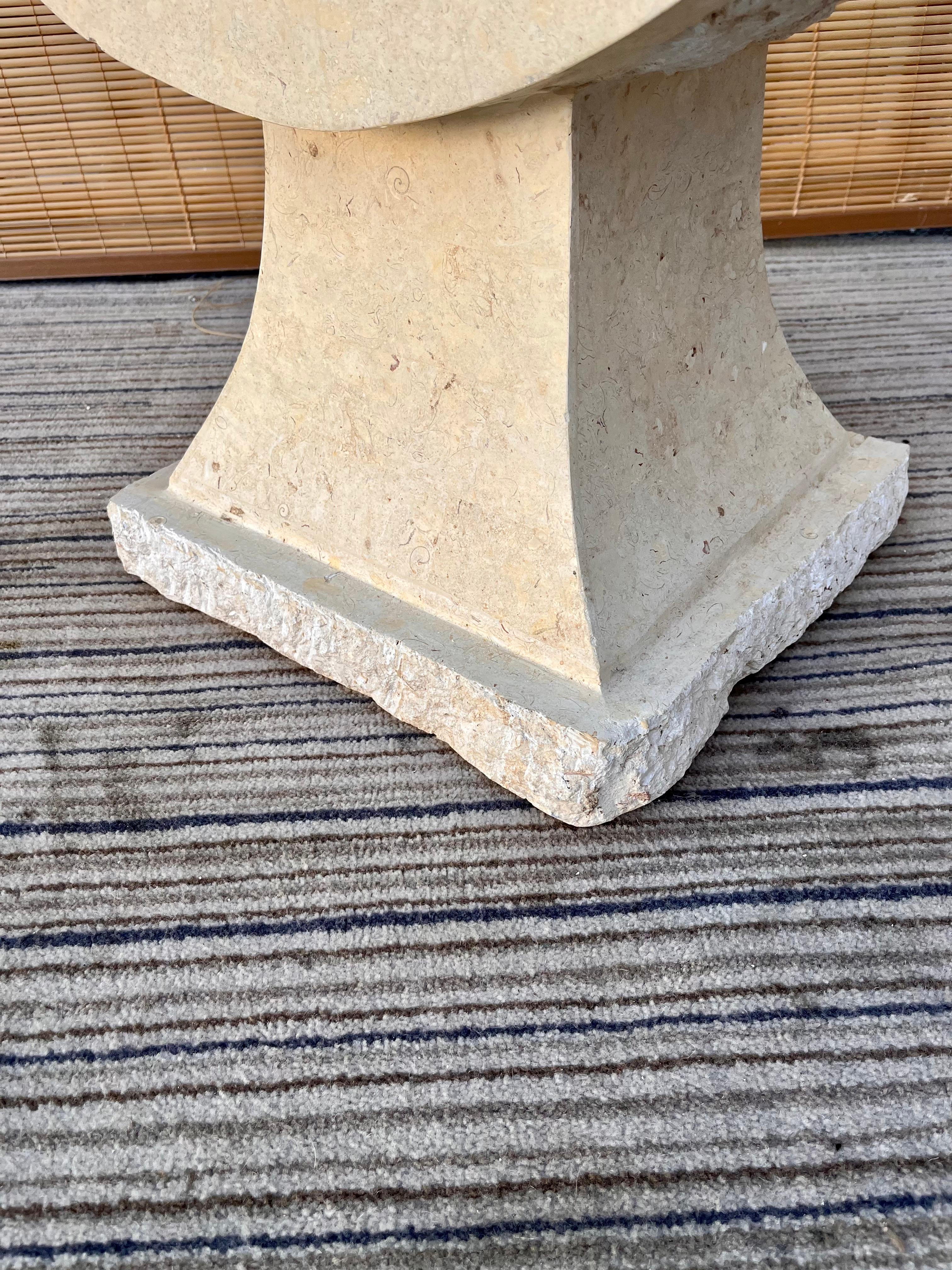 1980s Postmodern Natural Mactan stone Accent / End Table with Glass Top For Sale 10