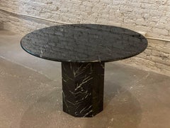 1980s Postmodern Nero Marquina Marble Dining Table