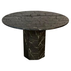 1980s Postmodern Nero Marquina Marble Dining Table