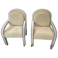 1980’s Postmodern Parsons Milo Baughman Style Club Chairs