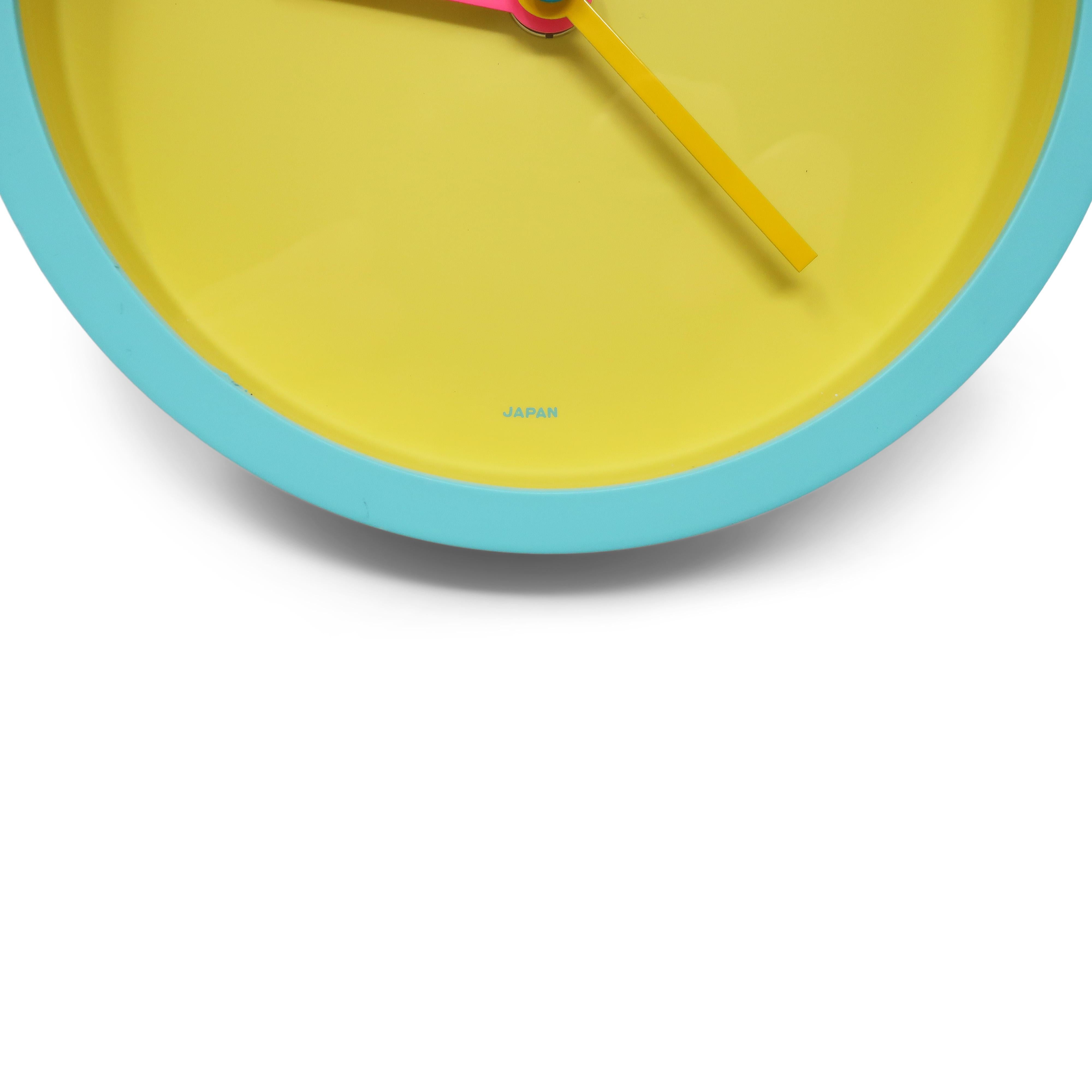 1980s Postmodern Pastel Wall Clock by Shohei Mihara for Wakita In Good Condition In Brooklyn, NY