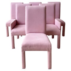 1980s Postmodern Pink Parsons Dining Chair, 2 Arm Chairs, 4 Side Chairs