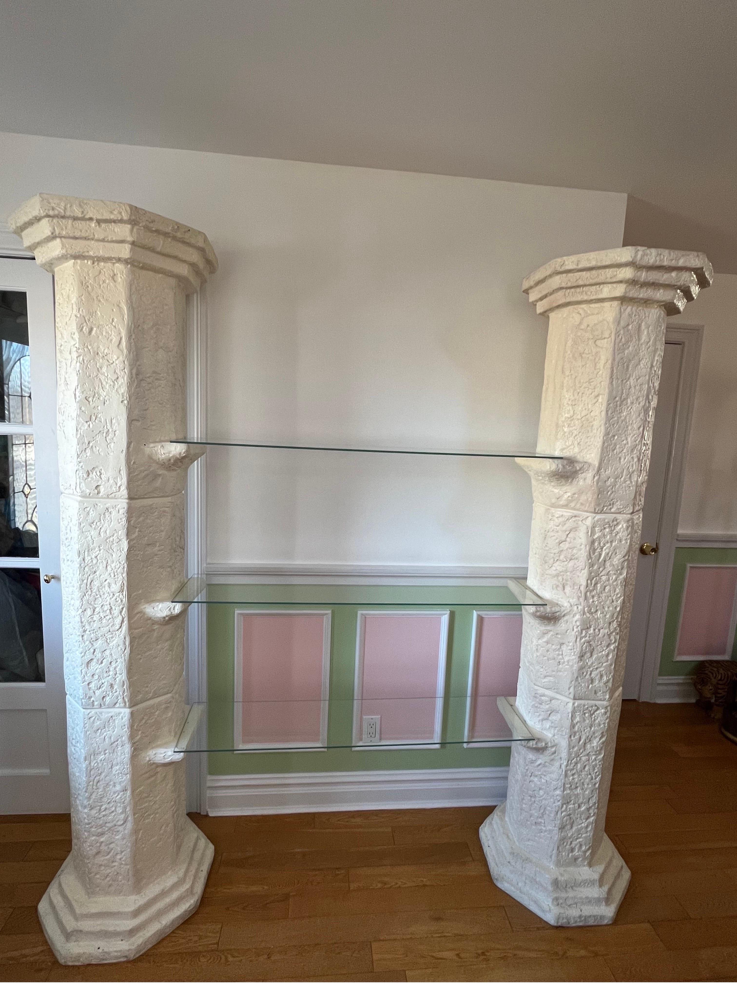1980s Postmodern Plaster Columns Panther Shelves 2