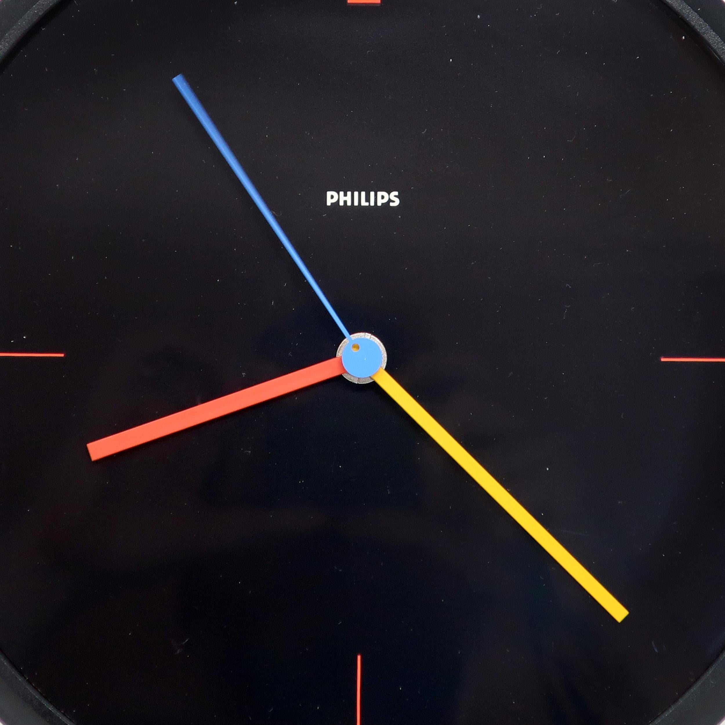 Post-Modern 1980s Postmodern Primary Color Philips Wall Clock
