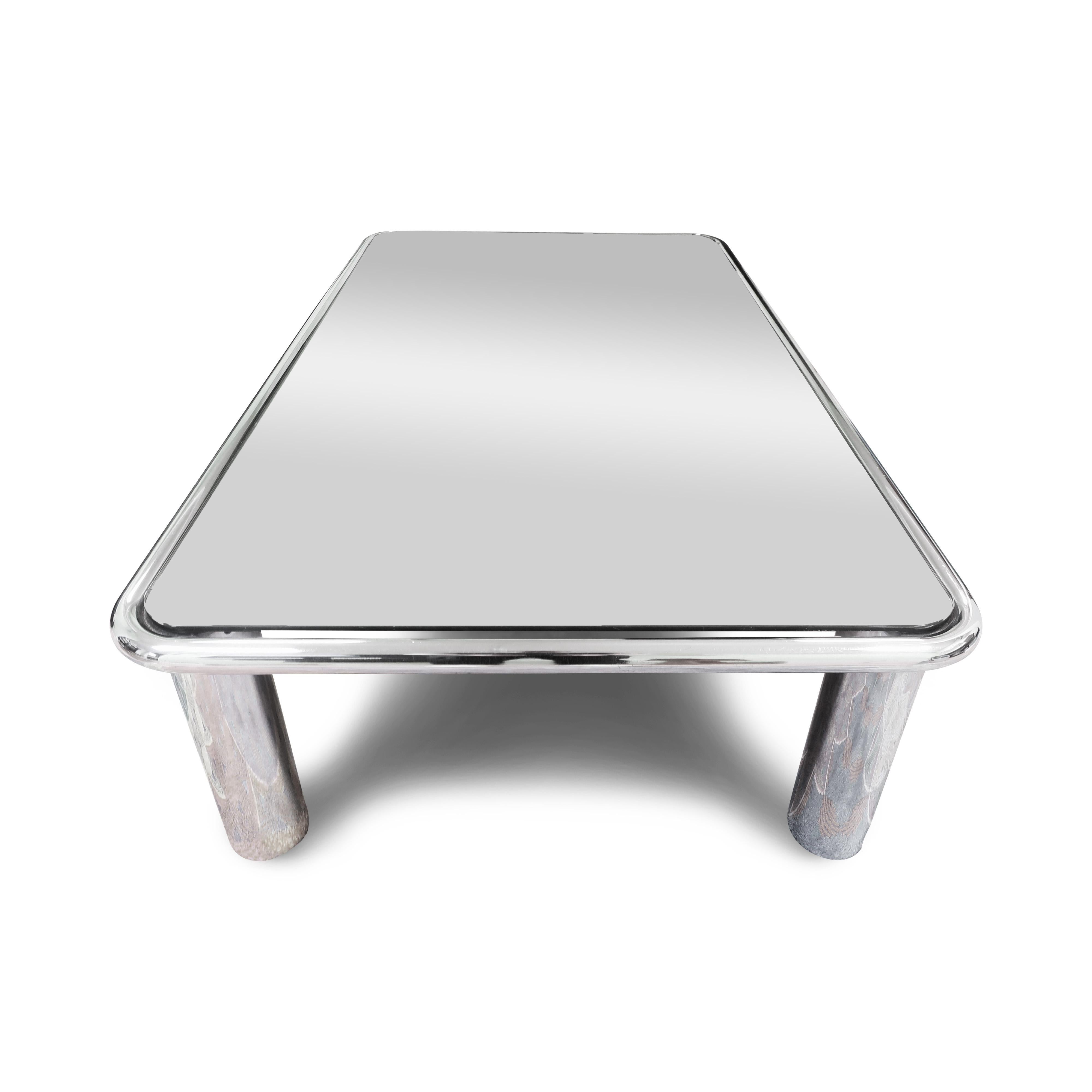 Post-Modern 1968 Chrome and Glass Sesann Coffee Table by Gianfranco Frattini for Cassina