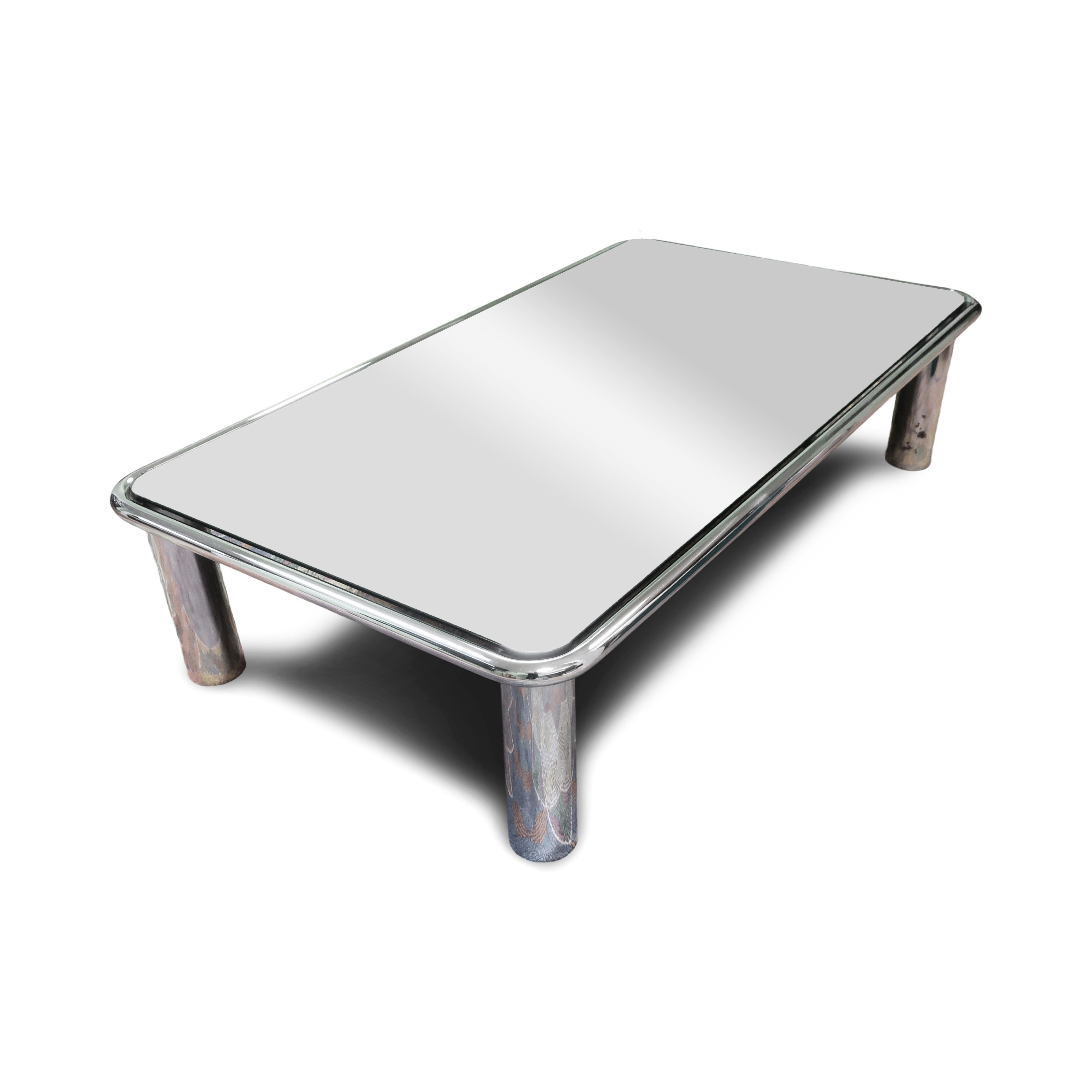 1968 Chrome and Glass Sesann Coffee Table by Gianfranco Frattini for Cassina 1