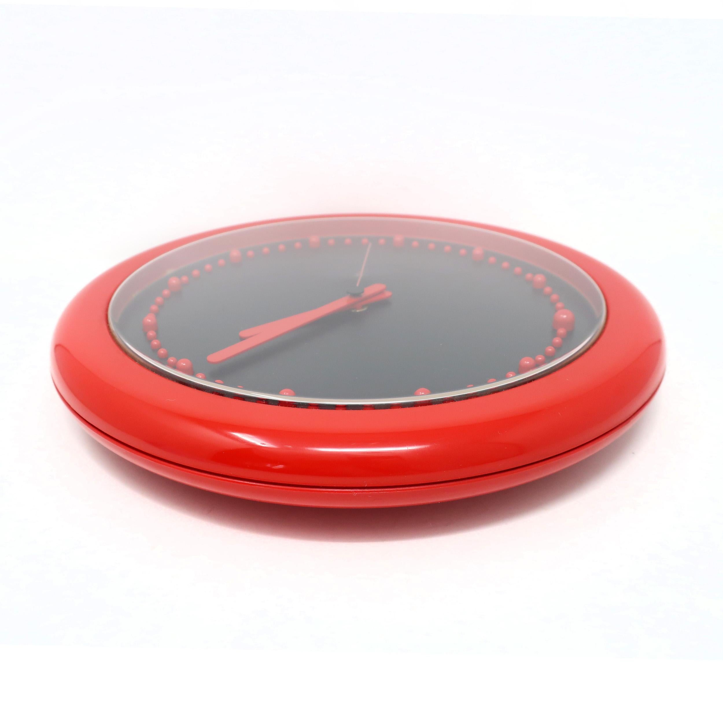 Post-Modern 1980s Postmodern Red and Black Rexite Zero 980 Wall Clock 