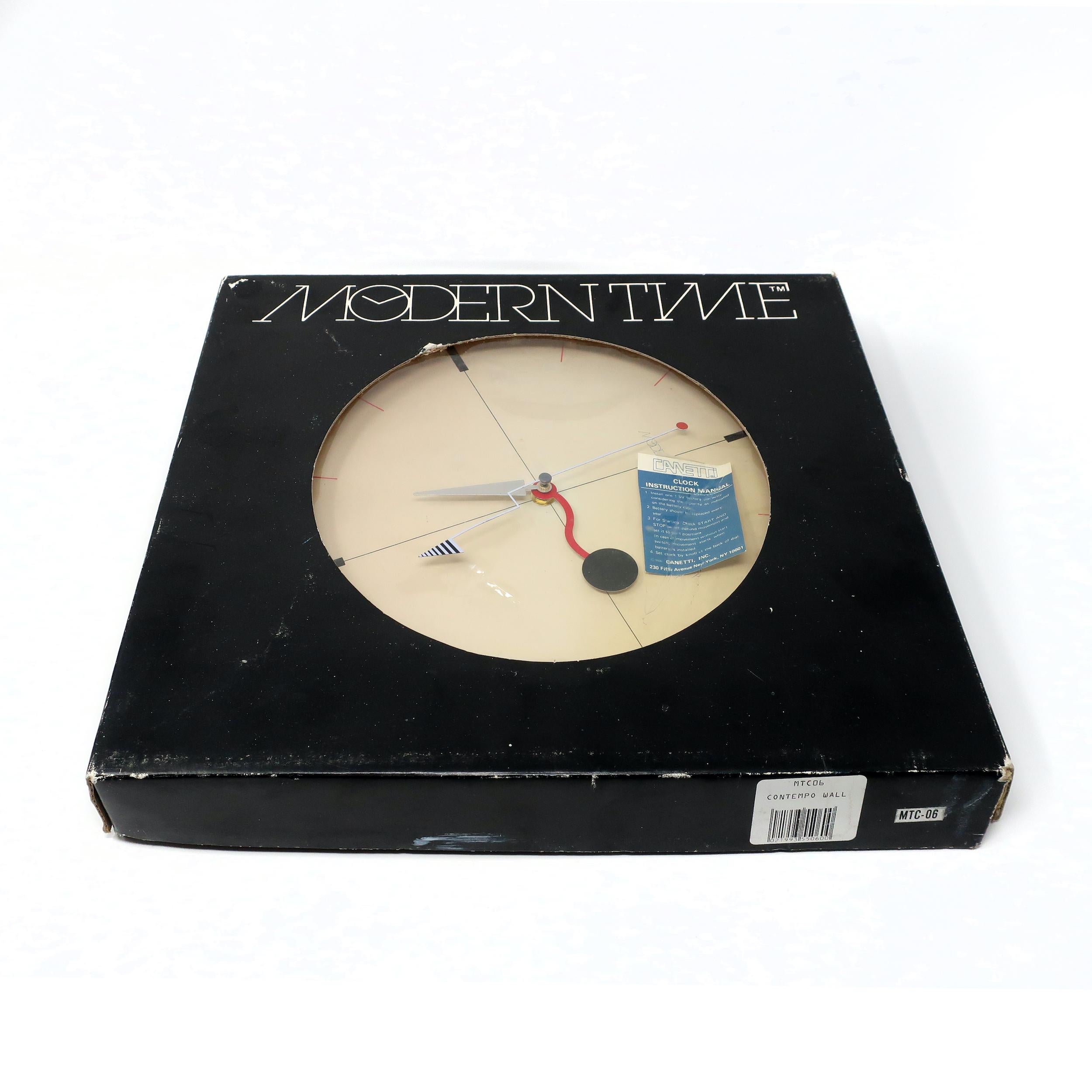 Plastic 1980s Postmodern Red Canetti Wall Clock