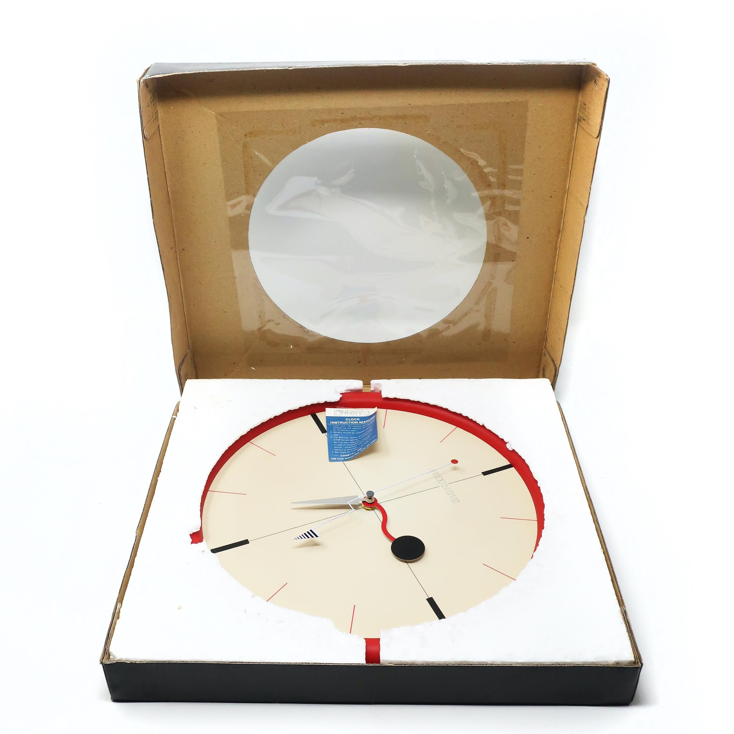 1980s Postmodern Red Canetti Wall Clock 2