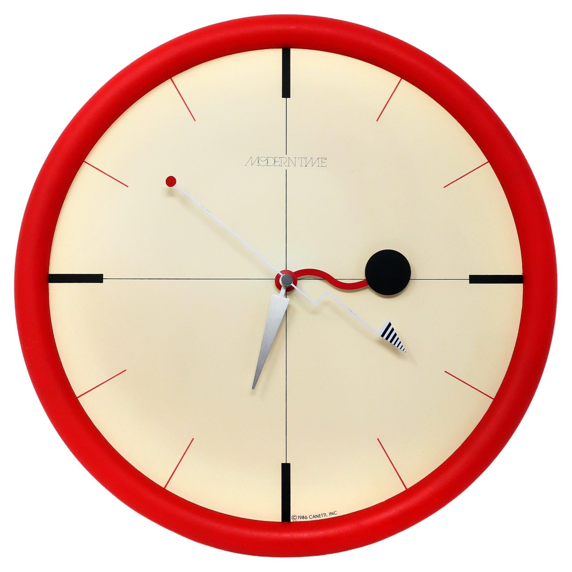 1980s Postmodern Red Canetti Wall Clock