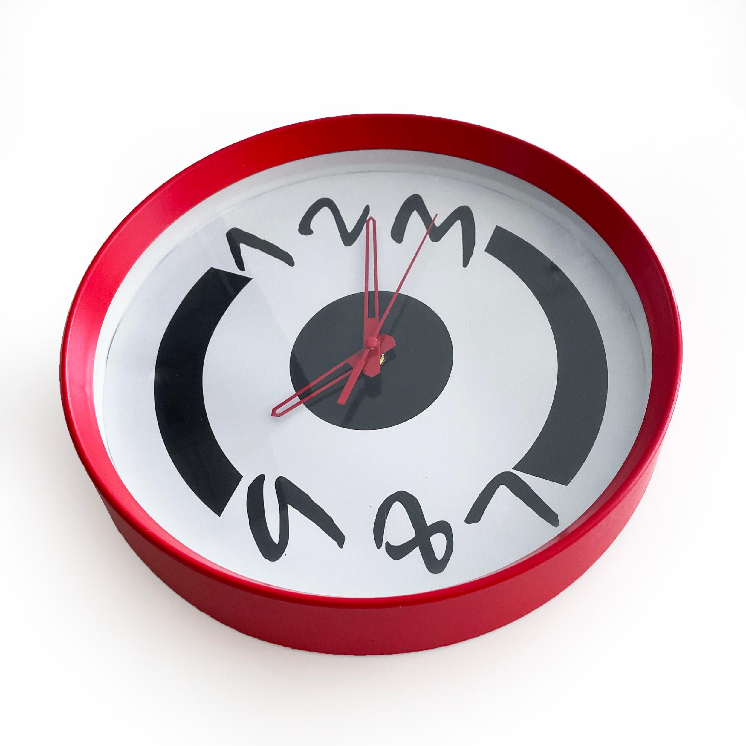 Post-Modern 1980s Postmodern Red Wall Clock For Sale